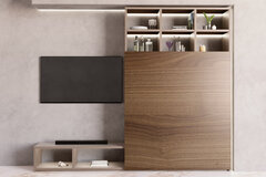 Regal mit schwebender Tür